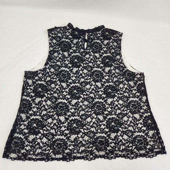 THE LIMITED Plus Sleeveless Ruffle Lace Top Size 2X Black/White Color LIKE NEW! - Picture 9 of 16